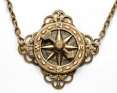 Steampunk Jewelry Steampunk Necklace Compass Rose Necklace Spinning Arrow Antique Brass Steam Punk Jewelry By Victorian Curiosities