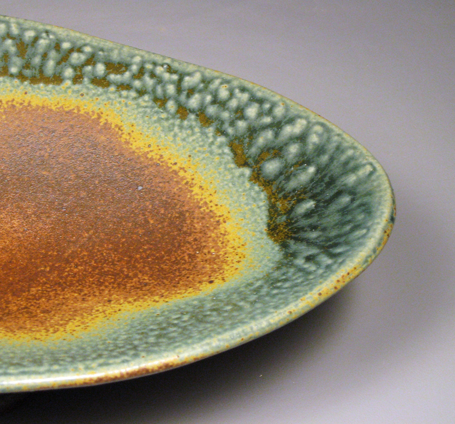 Blue Green Large Oval Pedestal Serving Platter