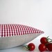 Red gingham pillow - red check with natural linen, organic cotton throw pillow, cushion cover