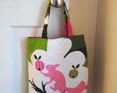 Handmade Tote Shopping Bag in Ikea Annamoa Squirrel & Cloud Print Canvas Fabric