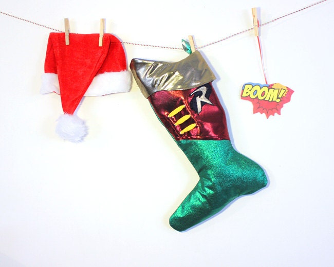 Christmas Stocking Robin inspired-Superhero Holiday Decor