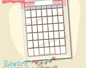 Instant Download - Sticker or Reward Calendar - Printable Calendar - Girl Theme
