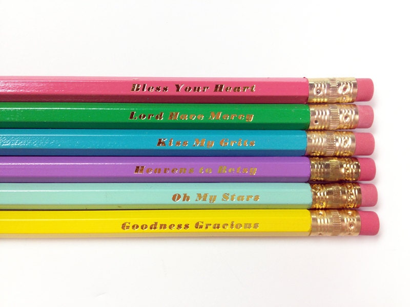 Southern Saying Gold Foil Pencils - Set of 6