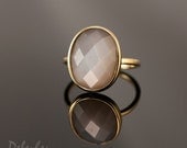 Grey Moonstone ring - Gemstone Ring - Gold Ring - Statement Ring - Cocktail Ring Mother's Day Gift