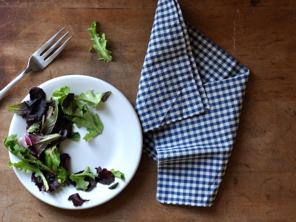 LUNCH NAPKIN - linen blue gingham