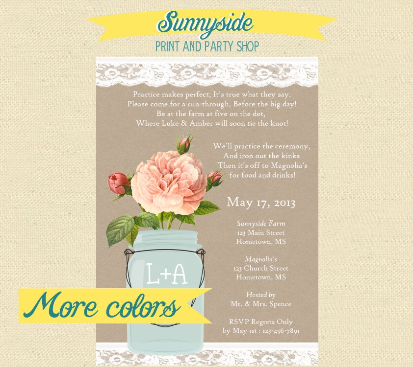 REHEARSAL Dinner invitation - Printable - You choose flower