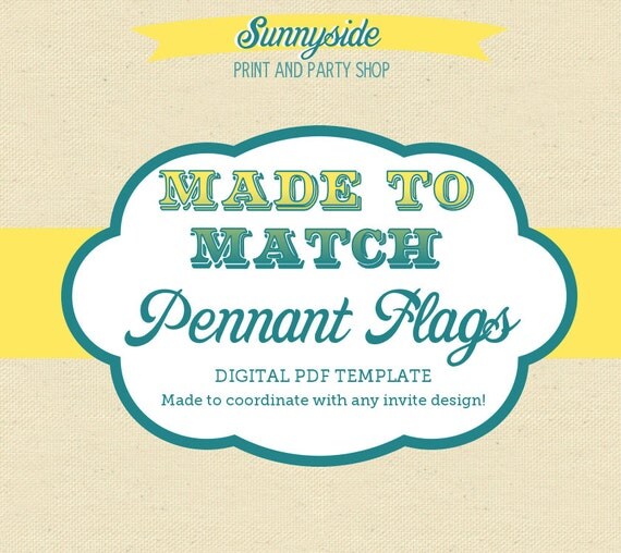Coordinating Sunnyside Printable Party Pennant Flags / Banner Template Il_570xn