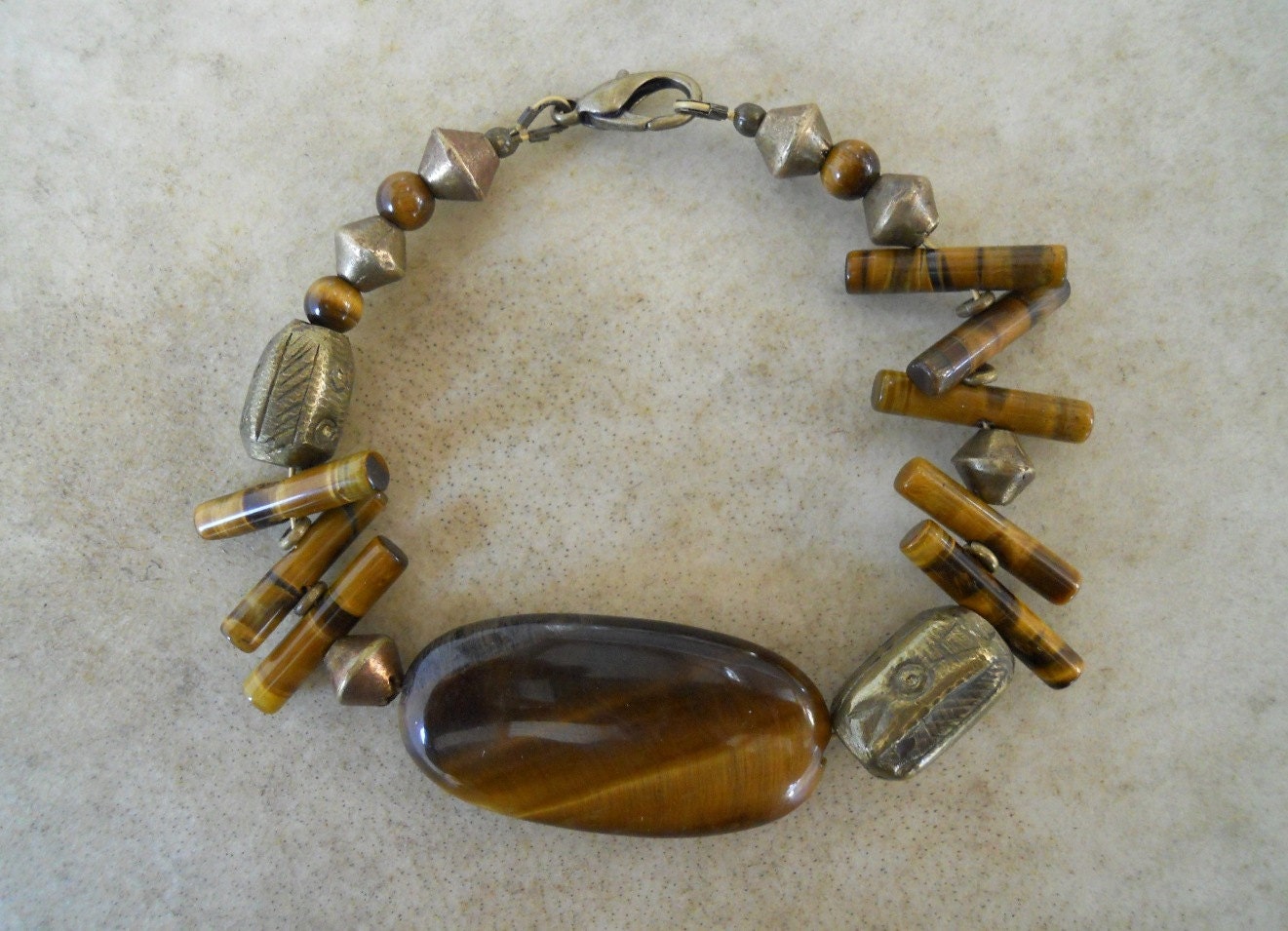 ooak SHERE KHAN tiger eye with brass bracelet