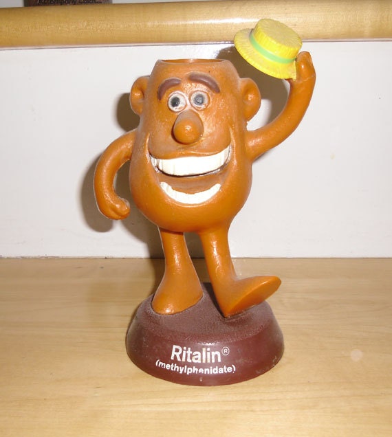 Vintage Ritalin Man with Top Hat CIBA Character Advertising Figure Pen Pencil Holder