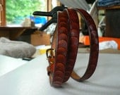 British Tan Skinny Tooled Leather Belt