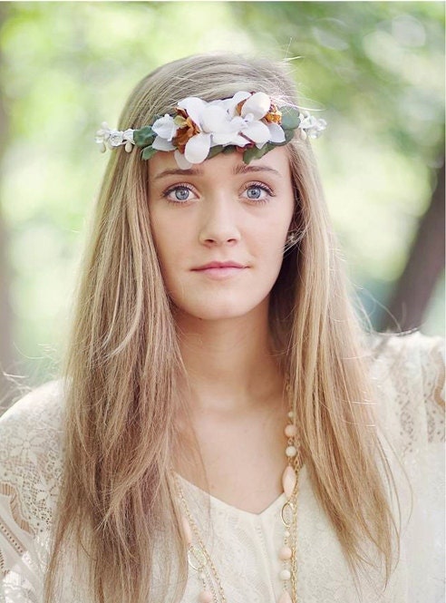 Wedding Headpiece, Crown, Bridal Hair Wreath, Bridal Hair Flowers, Wedding Accessories, Woodland, Rustic, White, Floral