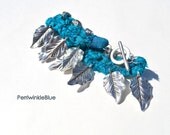 Unique Déchiré Bracelet With Tibetan Silver Focal Leaf Charms and Beads, Repurposed Silk Scarf Fabric