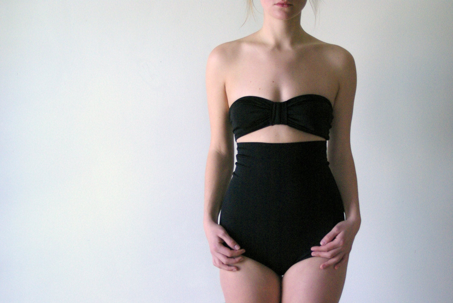 Black bandeau top bikini swimsuit