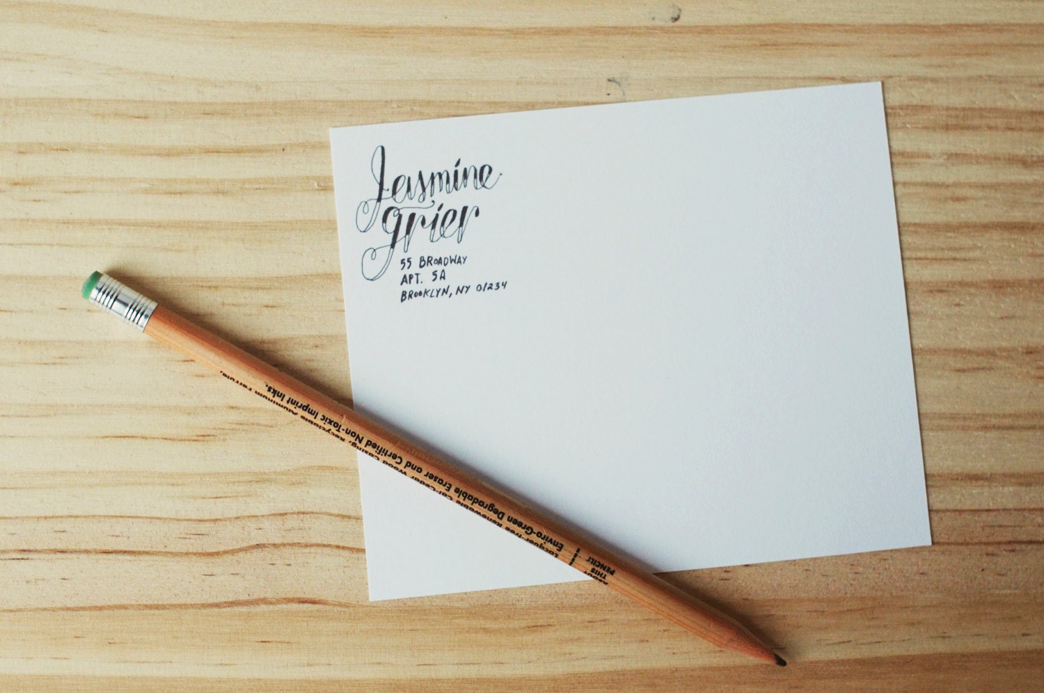 printable return address label - custom hand lettering - jasmine grier style