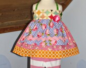 2T OOAK RTS Smitten Kitten Apron Halter Top and Ruffle Capris
