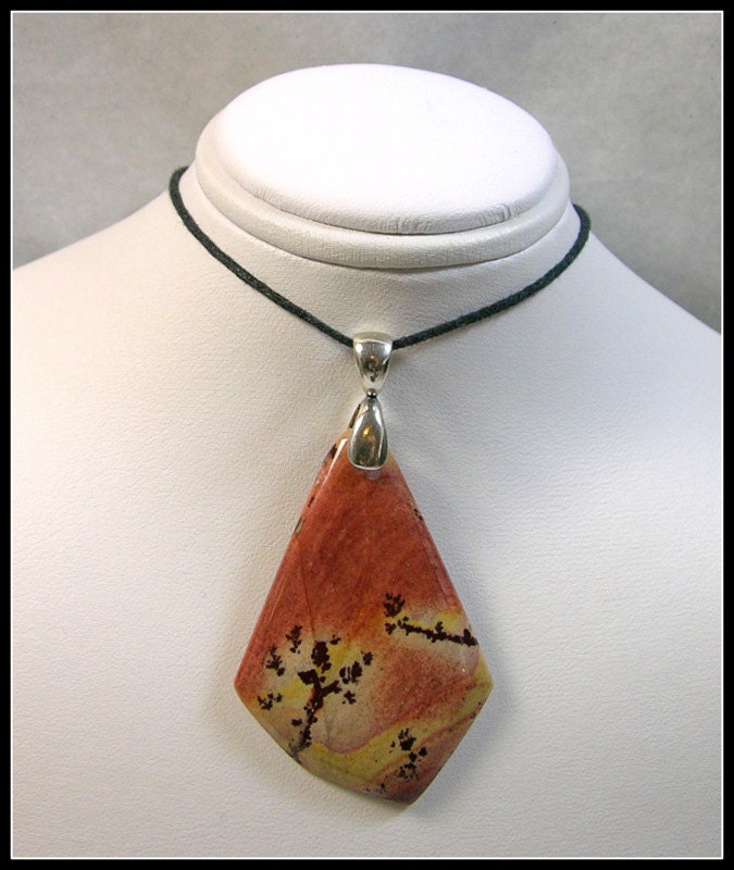 Sterling Bail Included On Free Form Focal Bead Made From Owyhee Mountain Dendritic Jasper