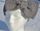 Womens Big Bow Knitted Headband, ear warmer