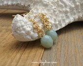 BEACH JEWELRY, Gold and Pacific Blue Gold Circle Earrings by Cheydrea