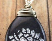 Lotus Awakening pendant necklace-Dumortierite stone-Made To Order