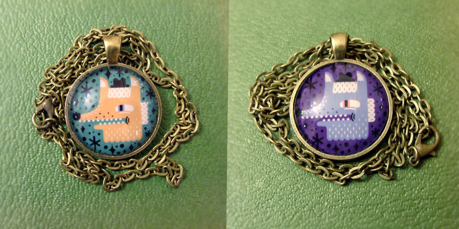 Cosmic Mammal Fox Wolf Pendant Necklace