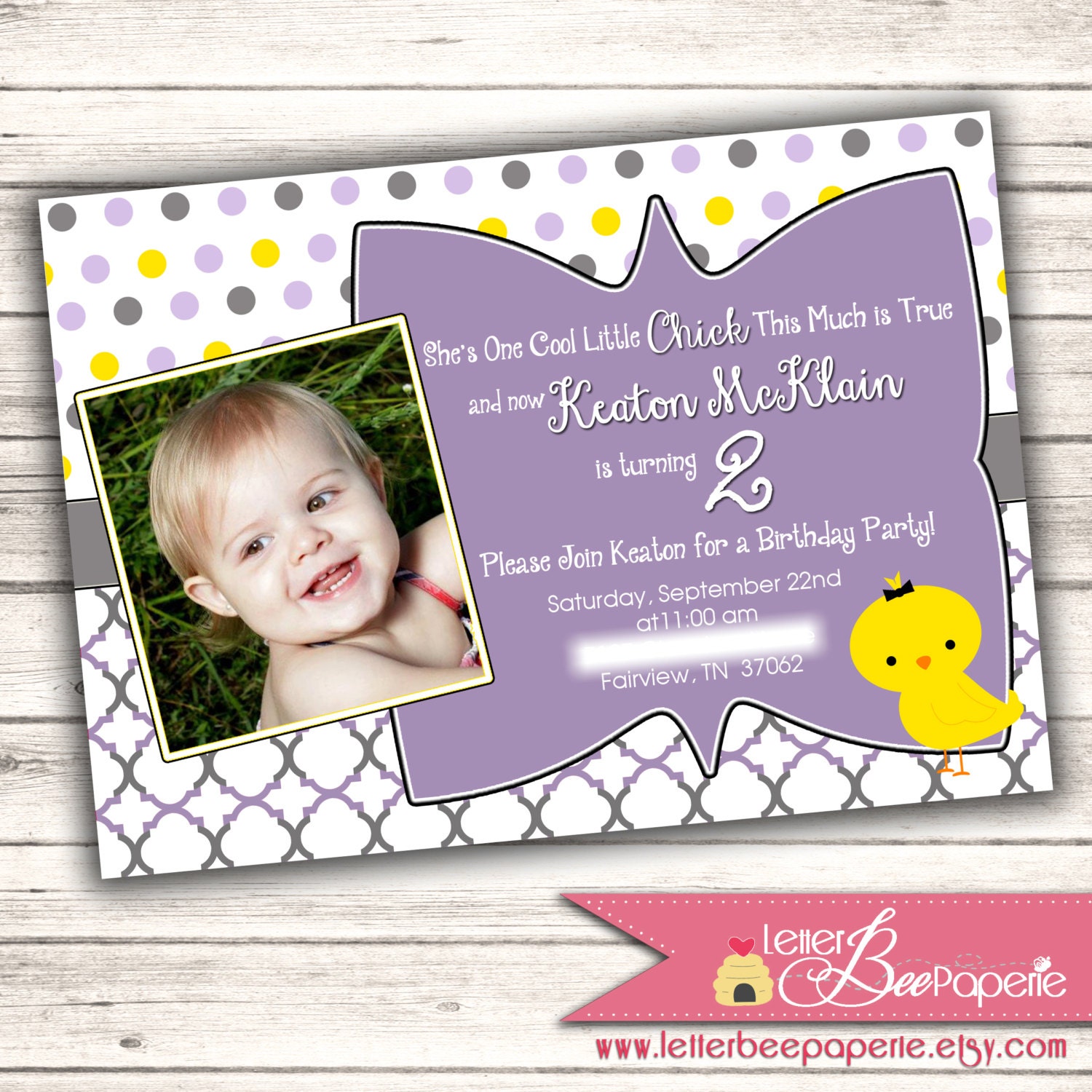 Cool Chick Custom Girl's Photo Birthday Party Invitation - DIY Printable File Il_170x135