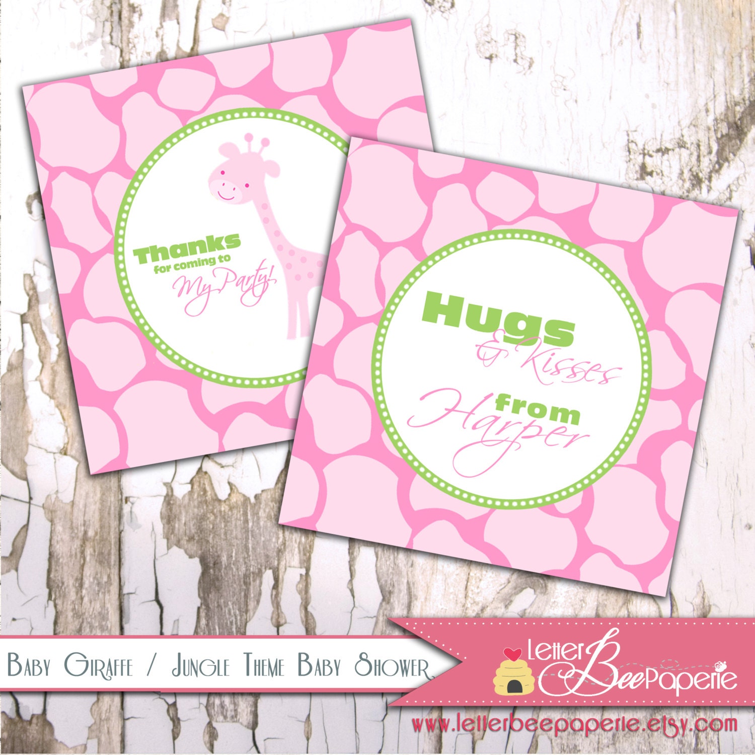 Baby Giraffe / Jungle Theme Favor Tags for Baby Shower - Customize Your Colors for Boy, Girl, Gender Neutral - Printable File Il_570xn