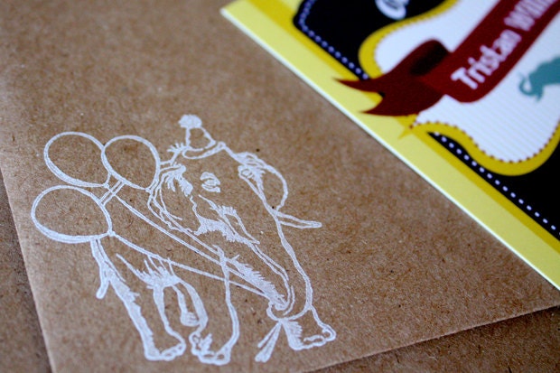 25 Stamped Circus Envelopes- Kraft with white ink