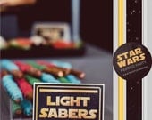 Star Wars Labels - Printable Birthday Party Decorations - Food Tags Tent Cards - Black, Gold and Yellow
