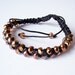 FREE SHIPPING Braided macrama bracelet with glass beads. Orange, copper, brown, toffee. Spring