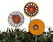 garden art stakes 3 medium - abstract garden decor - textured lawn ornament - funky gift - window box decoration - medium love bubbles