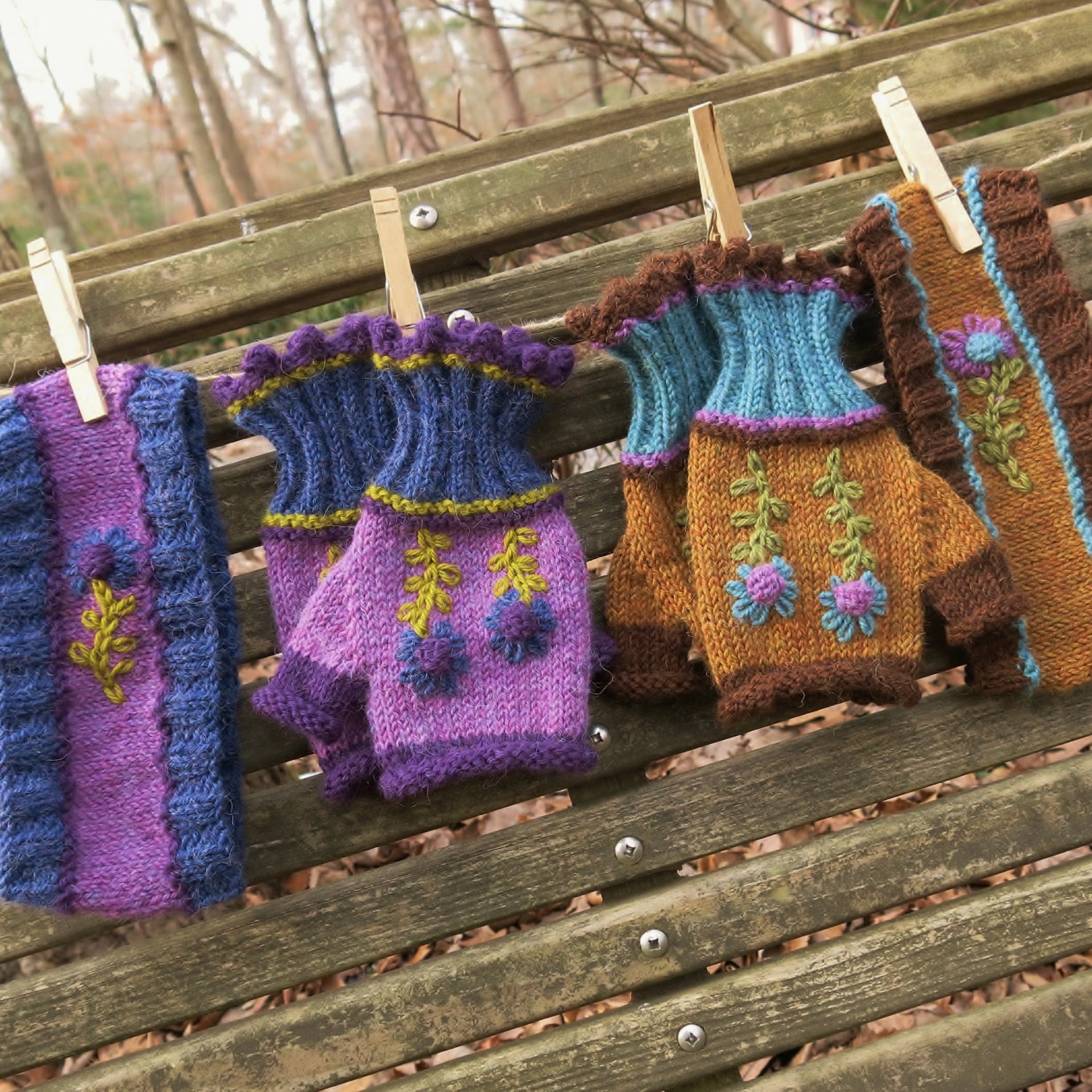 NO Shipping / Matching Warmies (USA) / Fingerless Gloves and Ear Warmer Gift Set / Hand Knit Alpaca, Mohair and Wool / Texting Mittens