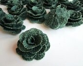 12 Burlap Flowers - Teal Green -  Rustic Wedding Decoration, Craft Projects, Card Making, Home and Special Occasion Decoration