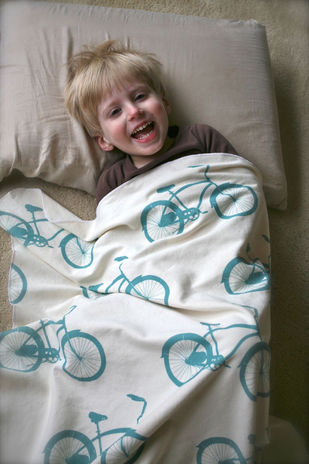 Organic Cruiser Bike Toddler Blanket- You Choose Colors Eco Friendly Natural Child