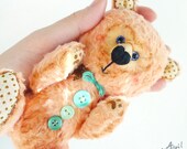 Coral Teddy Bear - Red Peach Viscose - about 5 inch