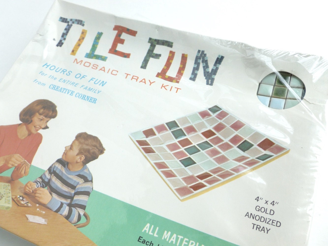 Mosaic Tile Tray Craft Kit Tile Fun by Creative Corner Mid Century Arts and Crafts Supplies