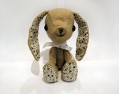 Sweet Tan Brown with Floral Fabric Felt Plush Easter Bunny Rabbit