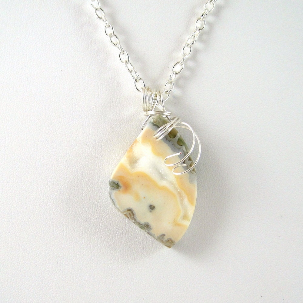 Wire Wrapped Ocean Jasper Druzy Necklace Gemstone