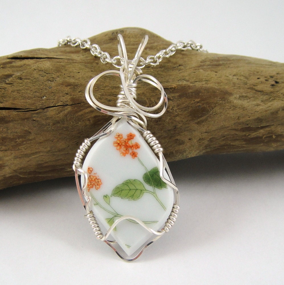 Wire Wrapped China Necklace Spring Blossom