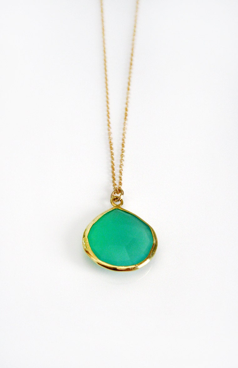 MINT chrysoprase heart necklace