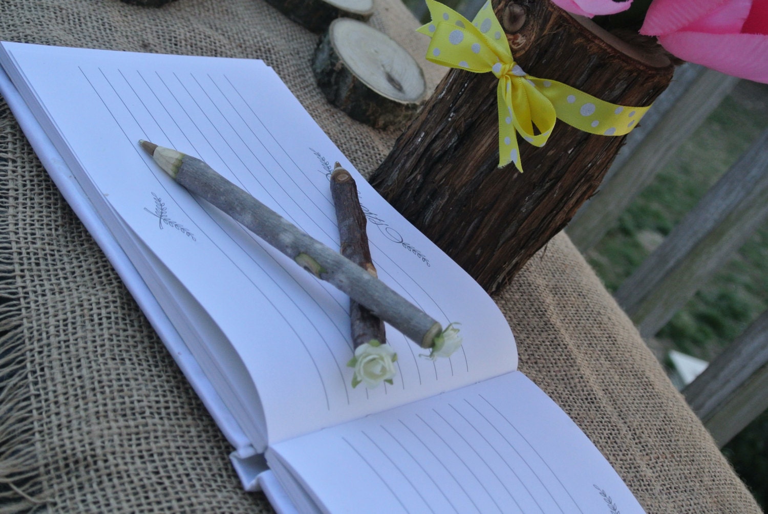 Branch Pens, Twig Guest Book Pen, Rustic Wedding Decor, 2 pcs