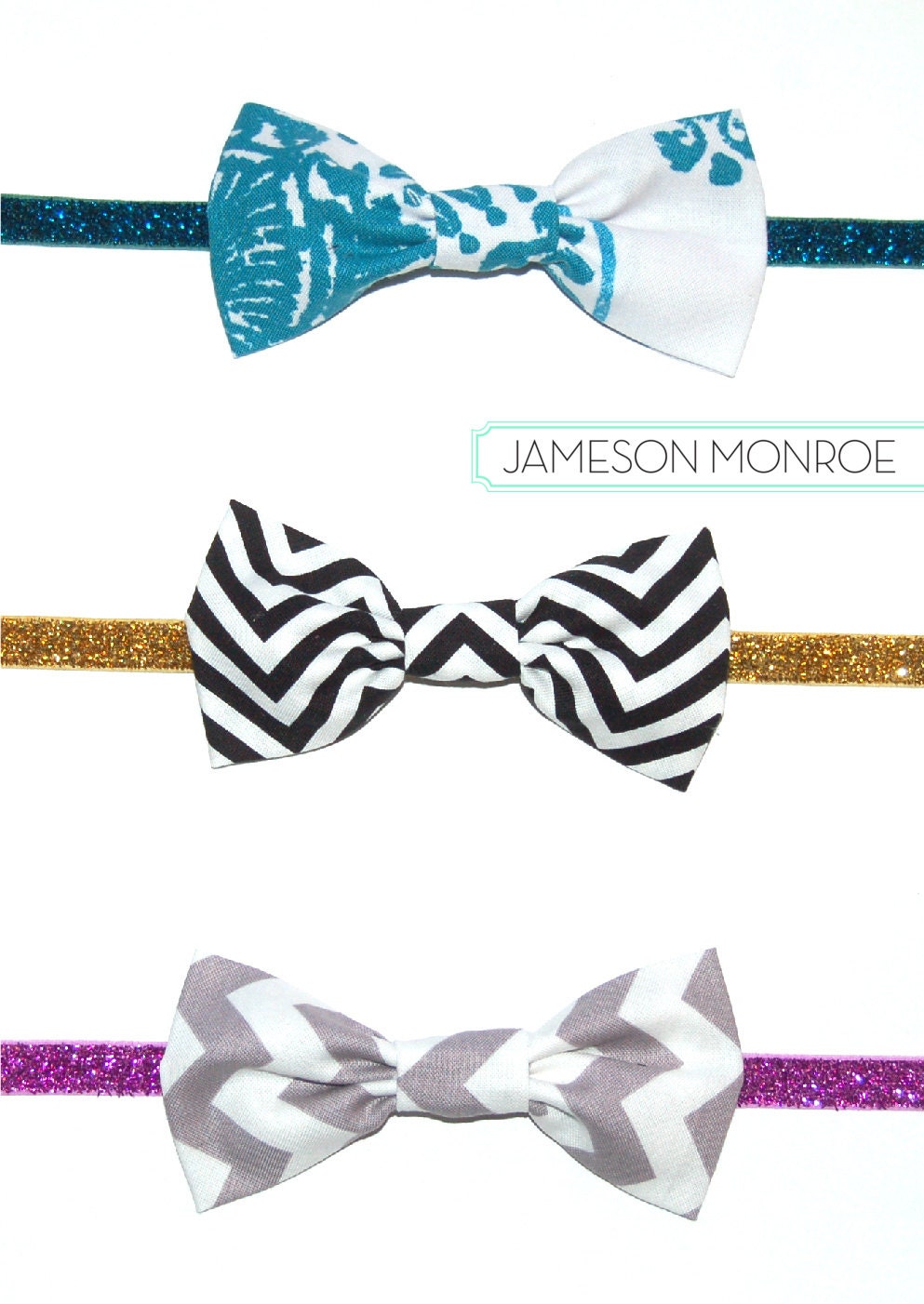 2 Pk Sparkling Classic Bow Tie or Headband- CHOOSE PRINT and Elastic- endless options- As Gifted to Simpson / Kardashian by CupcakeMag