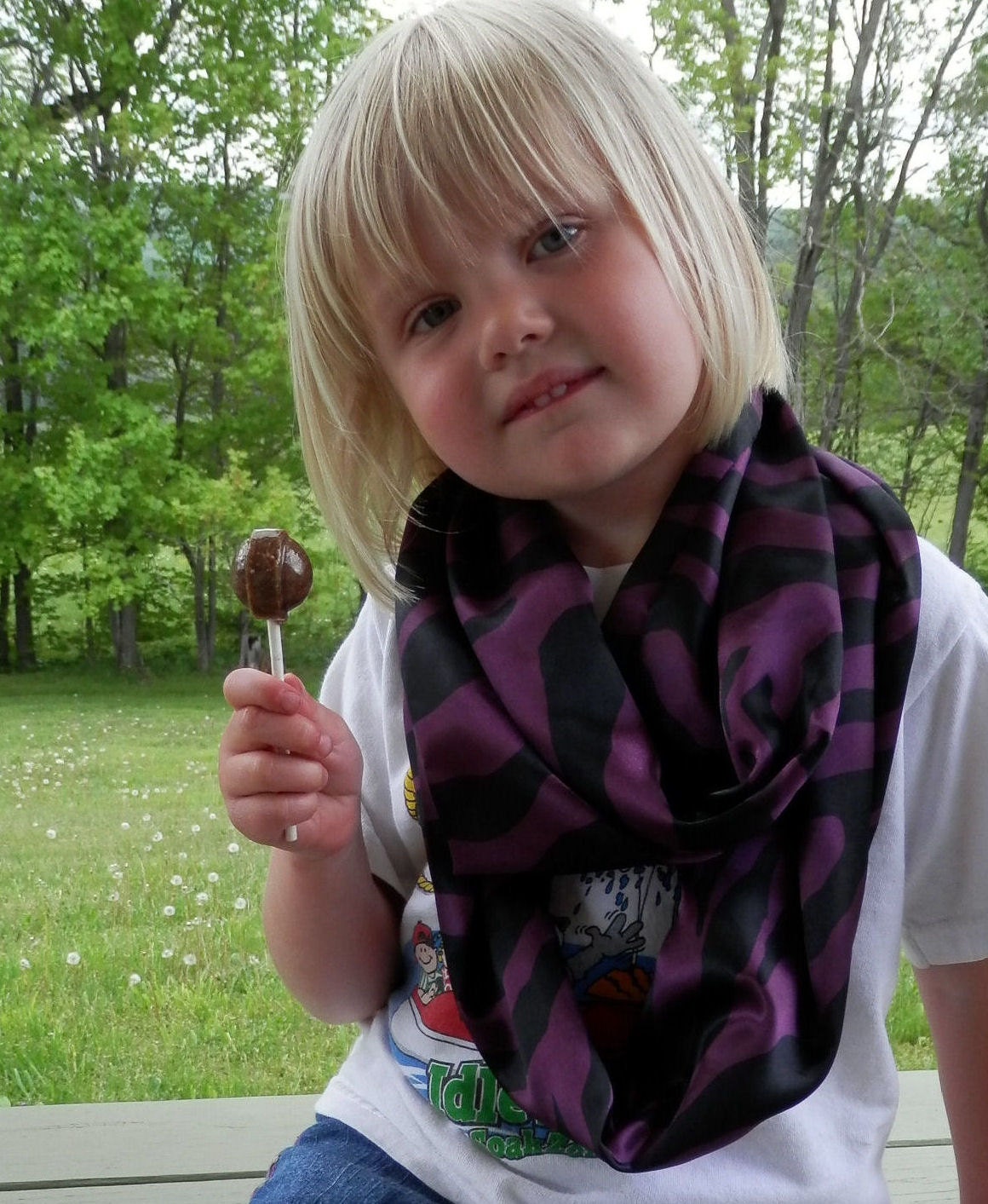 Purple Zebra Infinity Scarf  in Silky Satin Handmade Fashion for Girls and Women