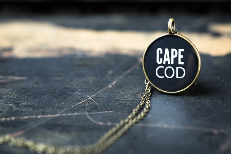 Cape Cod Necklace - Miniature Pendant - Vintage Typewriter Key Inspiration - Glossy Resin Charm