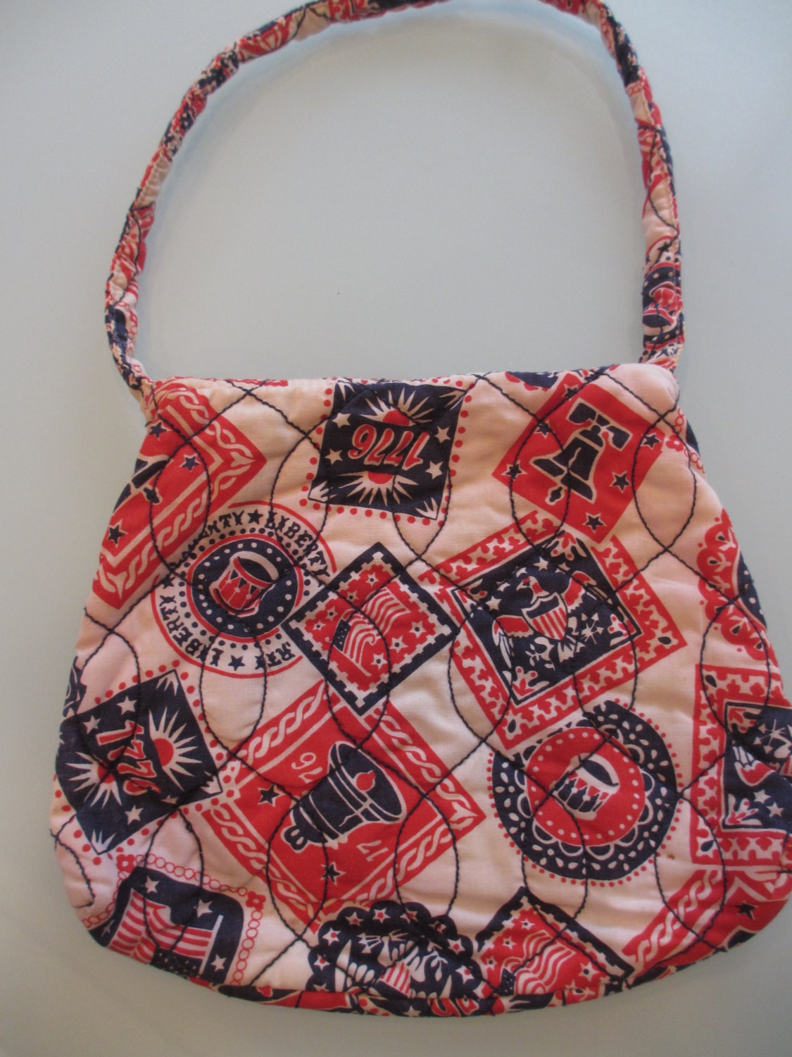Vintage 1970s Quilted Patriotic Purse