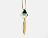 NEW -  Brass, emerald aventurine and czech glass necklace