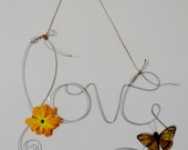 Photo Holder Love Wire Wall Hanging with Purple Butterfly, Wire Word Art, Picture Frame Decoration, 4x6 Photo, Wedding Gift