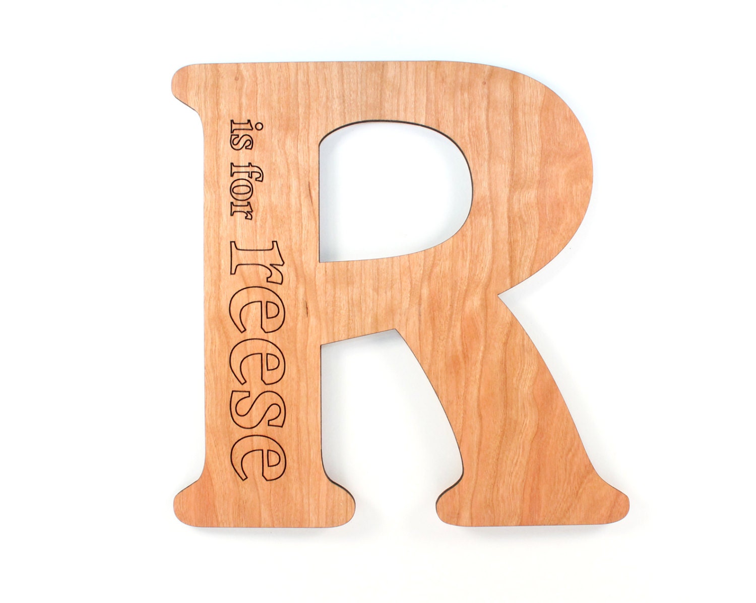 personalize any OVERSIZED LETTER wall hanging - natural wooden child's room decor with organic finish, you choose the letter and name