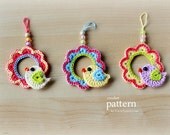Crochet Pattern - A Little Crochet Bird Sitting On a Wreath Ornament - Pattern With Step-by-Step Picture Tutorial