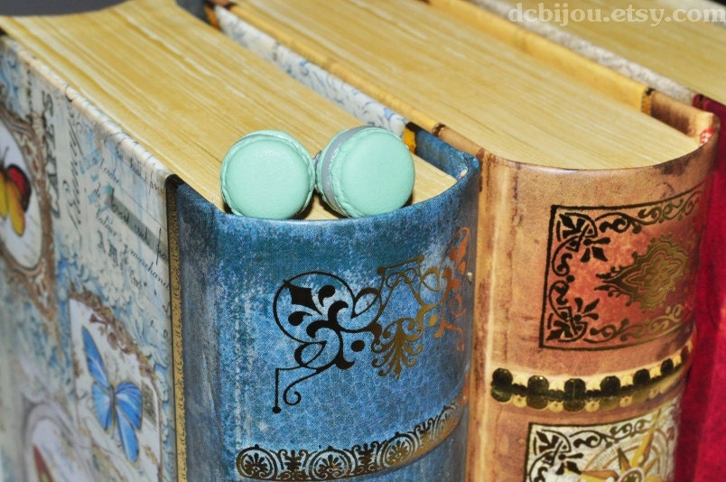Sweet Treats Collection. Pistachio Macaron Earring Studs. Nickel Free Earrings.