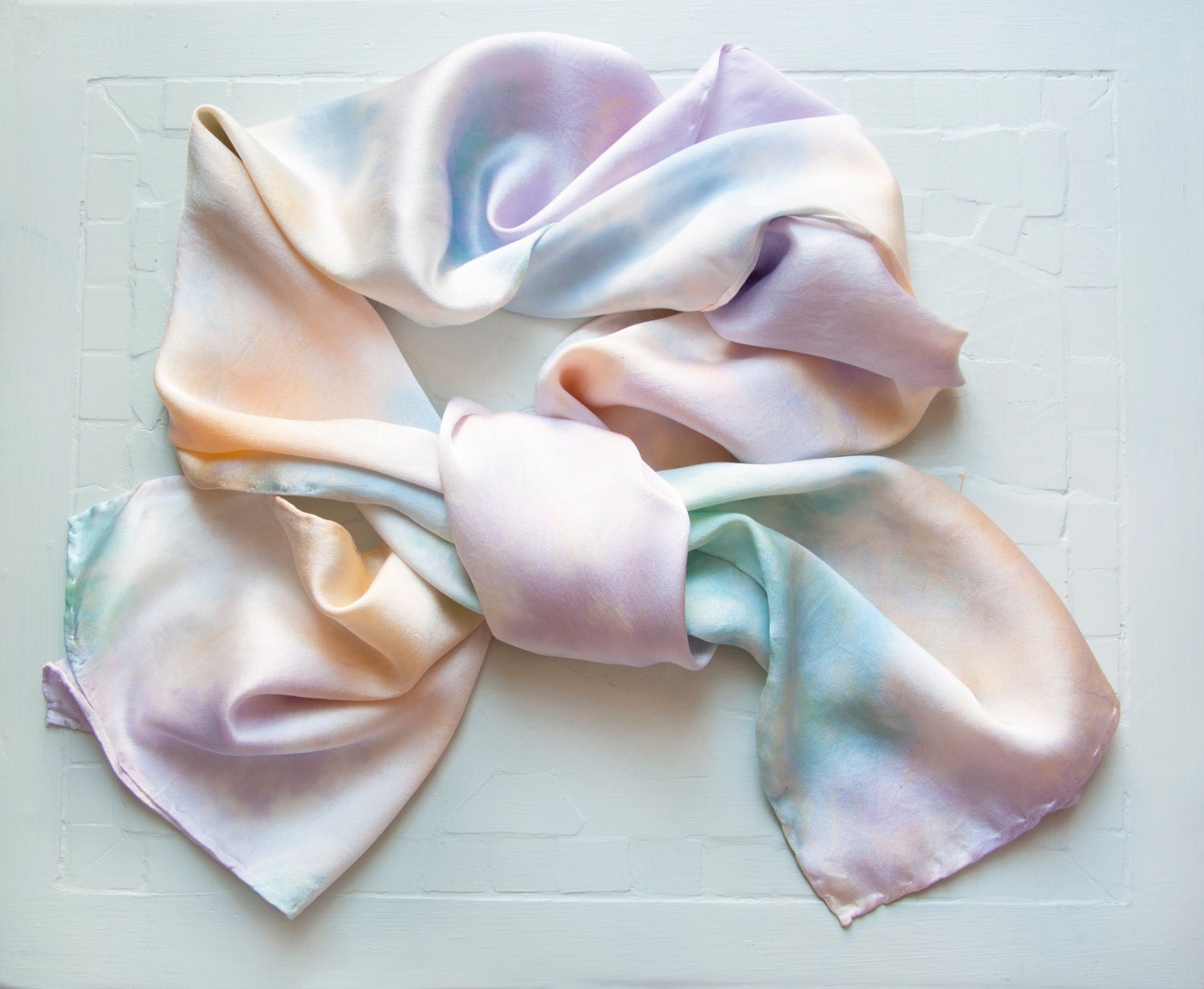 PASTEL CLOUD  Hand Dyed Silk Scarf.